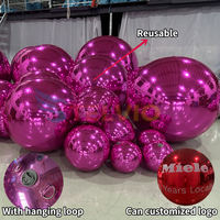 Ballon Miroir Gonflable Double Couche en PVC, Grand Ballon Réfléchissant Argenté pour Mariage et Événement