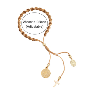 <span class=keywords><strong>Pulsera</strong></span> de Cordón Ajustable con Cruz de Go2boho, <span class=keywords><strong>Pulsera</strong></span> de <span class=keywords><strong>Rosario</strong></span> Tejida con Medalla de San Benito para Hombres y Mujeres Católicos - Product Image 5