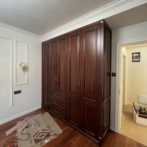 Armario <span class=keywords><strong>de</strong></span> Madera Tradicional <span class=keywords><strong>de</strong></span> Alta Gama, Armario Empotrado <span class=keywords><strong>de</strong></span> Piso <span class=keywords><strong>a</strong></span> <span class=keywords><strong>Techo</strong></span> para Dormitorio - Product Image 2