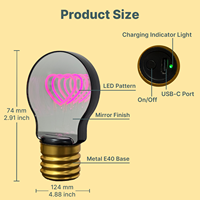 Lampe de style nouveau, lumière tunnel infini, cœur, arc-en-ciel, étoile, ampoule LED miroir, rechargeable USB-C, cadeau pour des fins décoratives