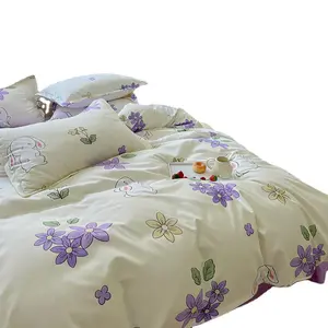 Design de cabeça de urso direto de fábrica, quarto, capa de duvet, lençol de cama, impressão, 4 peças, conjunto de cama