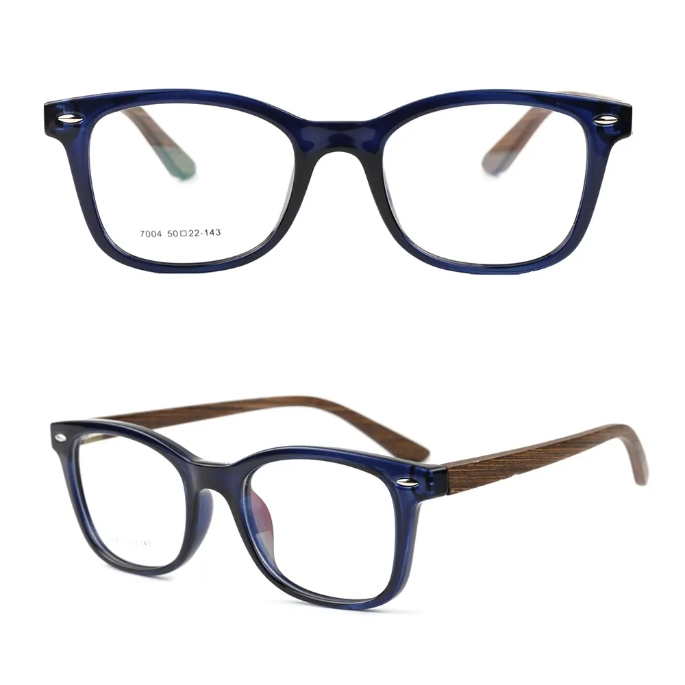 Óculos de madeira óptica tr90 da moda, 7004