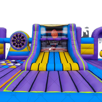 Parc de jeux gonflable géant personnalisé pour enfants, parc d'attractions extérieur avec obstacles, toboggan en PVC UV