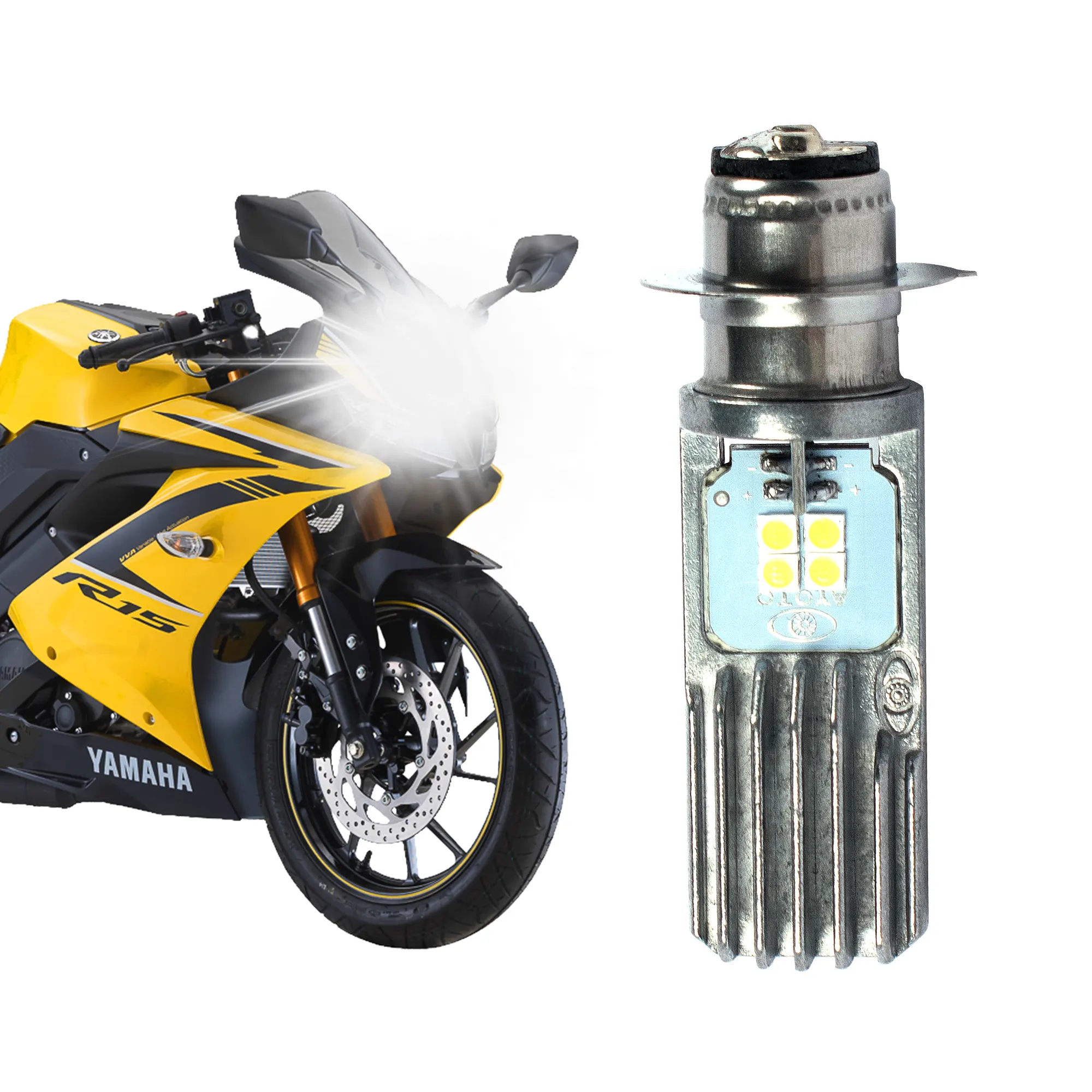 Farol de led para motocicleta h4 h6 p15d 3030, lâmpada para automóvel, luz de farol cob