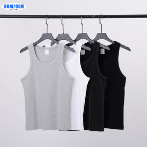 Bán Buôn Người Đàn Ông Mùa Hè Vest Lỏng Axit Washvintage Không Tay Polyester/Bông Biểu Tượng Tùy Chỉnh Mensinglet <span class=keywords><strong>Tank</strong></span> Tops - Product Image 2
