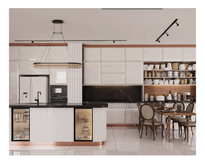 Châu Âu nhà bếp đảo lưu trữ tủ được xây dựng trong melamine nhà bếp kính hiển thị tủ - Product Image 1