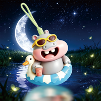 Mini hippopotame souple en forme de squishy, boîte mystère, porte-clés, jouet sensoriel à remontée lente, objet de collection pour bureau