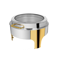 Chauffe-plat professionnel de luxe moderne en acier inoxydable 201 avec grande fenêtre en verre, capacité 6L, pour buffet d'hôtel