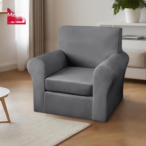 MeiMeilio Lot de 2 housses de canapé et <span class=keywords><strong>fauteuil</strong></span> en velours, respirantes, anti-poussière, extensibles, lavables, protection pour chiens et chats, gris foncé - Product Image 5