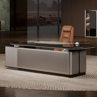 Bureau de direction ergonomique convertible moderne, table de bureau en MDF avec panneau PVC, finition haut de gamme, espace de travail d'entreprise, bureau de direction en L de luxe