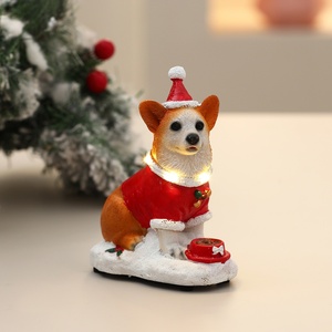 Figura de Perro de PVC <span class=keywords><strong>Navideña</strong></span> con Luz y Música, Adorno Pintado para Mascotas, Estilo Europeo Americano, Decoración para Hogar y Oficina, Regalo - Product Image 6