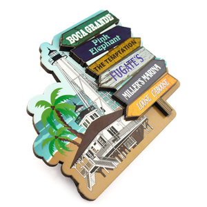 Imán de Refrigerador de Madera Ecológico Personalizable de 2 Capas con Diseño Art Deco de Playa Tropical para Graduación - Product Image 4