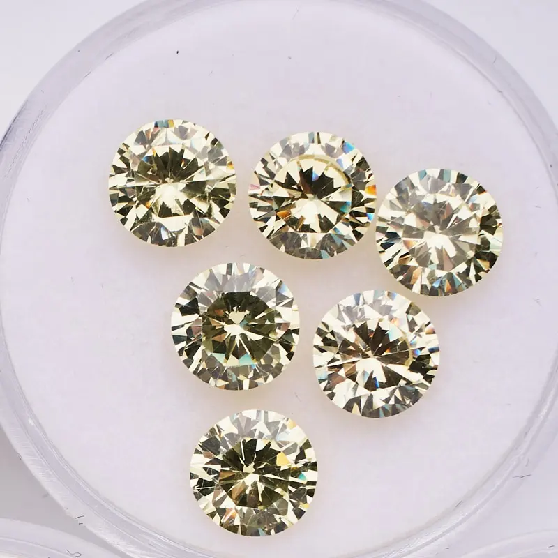 High quality guangxi wuzhou cz gemstones 5A 2mm 5mm 10mm round gold white synthetic cubic zirconia low price