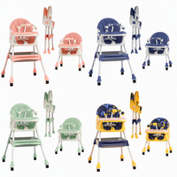 Chaise d'Alimentation pour Bébé Portable Table pour Enfants Chaise Haute Pliable Hauteur Réglable 3 en 1 avec Roues