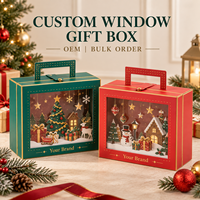 Weihnachtsszenen-Schaufensterdekoration mit Tragegriff, Goldton-Verzierung, OEM Papierpräsentationsbox, Stabile Geschenkbox