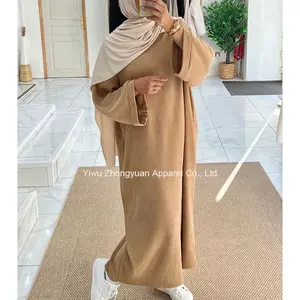 Corduroy Abaya Winter With Side Pockets Thick Warm EID Ramadan Islamic Clothing Wholesale Muslim Women Long Sleeve Modest Dress