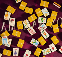 Ensemble de tuiles de mahjong américaines de luxe jaunes peintes à la main, 160 pièces, en acrylique à trois couches avec tapis en néoprène Maison