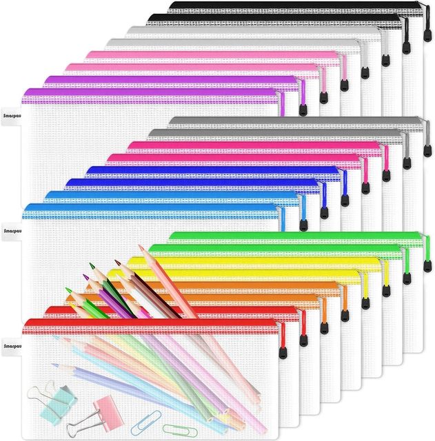 Wholesale A6 Eco-friendly Plastic Document Bag Student PVC Folder Bag Mesh Zipper Pouch Plastic File Folders for Office