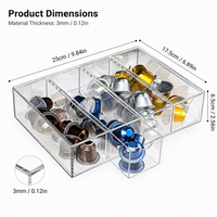 Organisateur de dosettes à café en acrylique transparent moderne et durable à 4 compartiments, boîte de rangement sur pied pour comptoir de cuisine