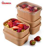 750ML Kraft Paper Rectangular Food Storage Box Container with Lid
