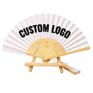 Éventail pliant personnalisé imprimé, portable, léger et décoratif pour cérémonies, festivals, fêtes et usages promotionnels - Product Image 1