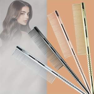 Peine Profesional de Alta Calidad con Punta Dorada de Metal, Acero Inoxidable Iónico, <span class=keywords><strong>para</strong></span> Cortar el Cabello, con Logotipo Personalizado, Resistente al Calor, <span class=keywords><strong>para</strong></span> Barbería - Product Image 2