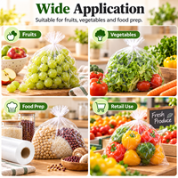 Sacs en plastique transparents pour fruits et légumes imprimés sur mesure, rouleaux de sacs en HDPE pour les produits frais, pour les épiceries