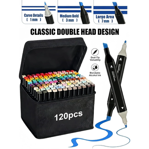 120pcs Dual Tip Art Markers Classic Double Head Design Blendable Alcohol Ink Set for <b>Drawing</b> and Coloring - Product Image 1