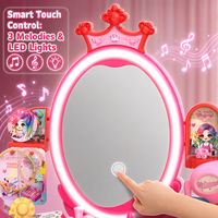 Ensemble de coiffeuse princesse 53 pièces pour enfants avec lumière, musique, miroir à capteur tactile, kit de maquillage pour filles, jouet d'imitation pour tout-petits