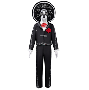 <strong>Smiffys</strong> Day of the Dead Skeleton Costume Kit for Men Adults Includes Jacket Trousers Faux Shirt &amp; Hat Polyester Halloween - Product Image 4
