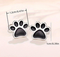 Boucles d'oreilles empreinte de patte de chien breloque mode boucles d'oreilles empreinte de patte breloques boucles d'oreilles en acier inoxydable
