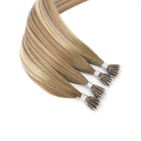 Extensiones de Cabello con Punta de Anillo Nano de Alta Calidad Lanmuse, Cabello 100% Virgen Remy con Cutícula Alineada, Doble Trama, Color Claro para Salón