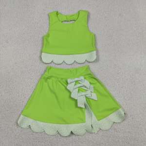 RTS Athletic Wear Bows Cute Little Girls' Casual Scallop Edge Skirt Shorts Lining Yoga <b>Sister</b> Clothes Outfits Children's Clothes - Product Image 3