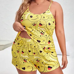 Sommer Übergröße neue komfortable Damenpyjamas Cartoon Sling Shorts Heimmöbel-Set Grenzüberschreitend Amazon Schlussverkauf