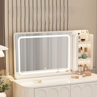 Ensemble coiffeuse et tabouret de maquillage éclairé de style crème moderne européen avec rangement pour postes de maquillage professionnels et utilisation en salle de bain