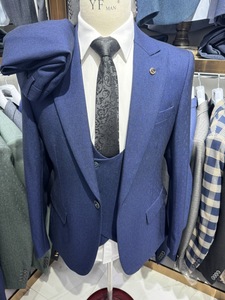 Traje clásico de 3 piezas para <span class=keywords><strong>hombre</strong></span> con solapa, chaqueta frontal plana de un botón, trajes de negocios informales para <span class=keywords><strong>hombre</strong></span>, chaqueta de talla grande, pantalones, chaleco - Product Image 2