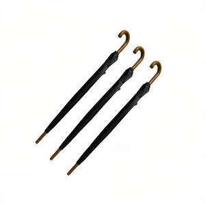 MNJ Umbrella Black With Wooden Handle 12Pcs Pack For Rain Protection - Product Image 1