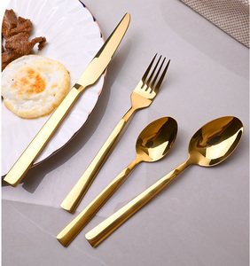 Juego de Cubiertos de Acero Inoxidable Pulido Espejo de 5 Piezas, Juego de Cubiertos Gruesos con <span class=keywords><strong>Cuchillo</strong></span>, Tenedor y Cuchara Dorados y Plateados para Bodas - Product Image 5