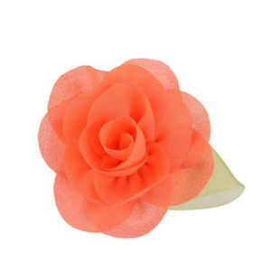 Fabriqué en usine broche fleur vêtements accessoires haute qualité multicolore Stock tissé en mousseline de soie fleurs coupées tissus pour robe - Product Image 1