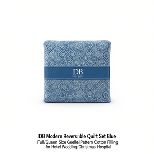 Juego de Edredón Reversible Moderno DB, Azul, Tamaño Queen/Full, Diseño Geométrico Floral, Relleno de Algodón, para Hotel, Boda, Navidad, Hospital - Product Image 1