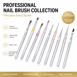 Ensemble de pinceaux à ongles à pointe amovible, manche en métal, poils en nylon doux, pour la manucure professionnelle en salon, la peinture, le design et le travail du gel sur les ongles - Product Image 1
