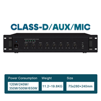 Amplificateur de sonorisation commercial 60 W avec USB, SD, MP3, FM, Bluetooth et sortie 100 V pour système de sonorisation, église, école, musique d'ambiance