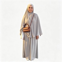 Ensemble Abaya Greige pour Femmes, Couleur Neutre, Vêtements Modestes, Vêtements Musulmans Islamiques, Longueur au Sol