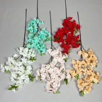 4 Branches de fleurs artificielles de cerisier, fleurs de pêcher Sakura en soie multicouche rose, décoration florale pour allée de mariage