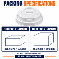 Couvre-gobelets en PP 90 mm, couvercles jetables pour gobelets en papier et en plastique, couvercles à boisson moulés par injection en forme de papillon