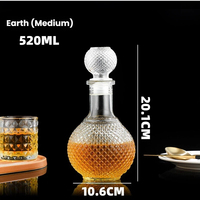 Réservoir de stockage de carafe avec couvercle pour vin, whisky, brandy, tequila - Capacités de 230 ml, 520 ml, 970 ml, emballage en boîte, MOQ 50 pièces