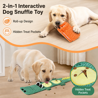 Jouet à mâcher moderne en peluche crocodile et renard avec couineur et papier froissé, sans rembourrage, interactif pour chiens de petite et moyenne taille