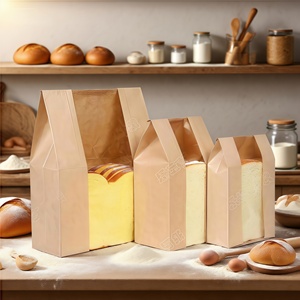 Factory Custom logo Wholesale Bread Popcorn <b>Cookies</b> Oil-proof Packaging Tinfoil Pasted Kraft Paper <b>Bag</b> with clear Window - Product Image 2