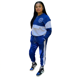 Conjunto Deportivo de Felpa para Mujer, 100% Algodón, Bordado de la Hermandad Zeta Phi Beta, Estilo Formal, Sólido, Transpirable y Ecológico - Product Image 1