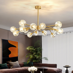 Su misura decorativo di lusso in ferro sfera di cristallo lampadari lampada lampade a sospensione <span class=keywords><strong>lampadario</strong></span> moderno per sala da pranzo - Product Image 5